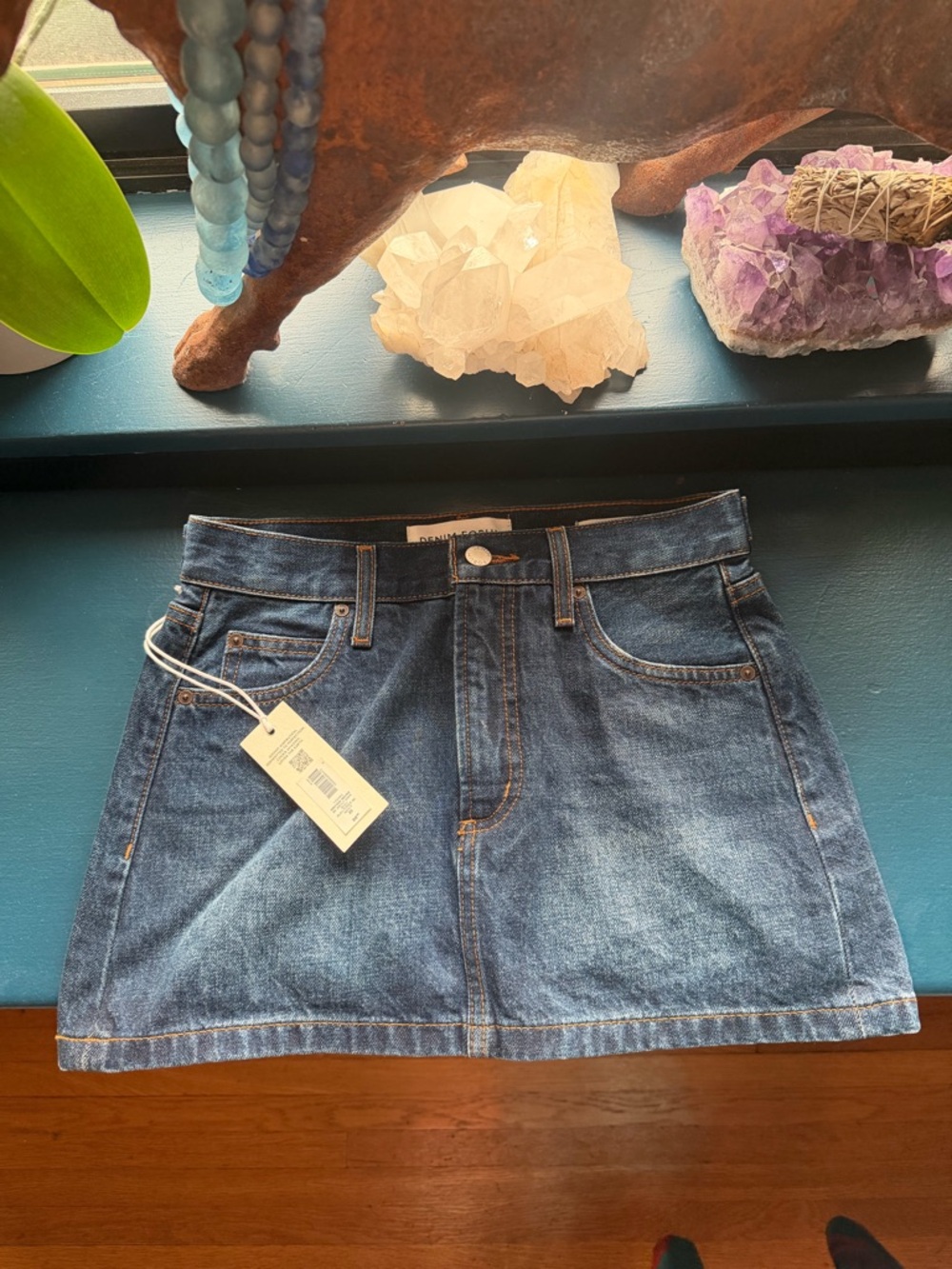 Denim Forum Dark Blue Micro Mini Denim Skirt